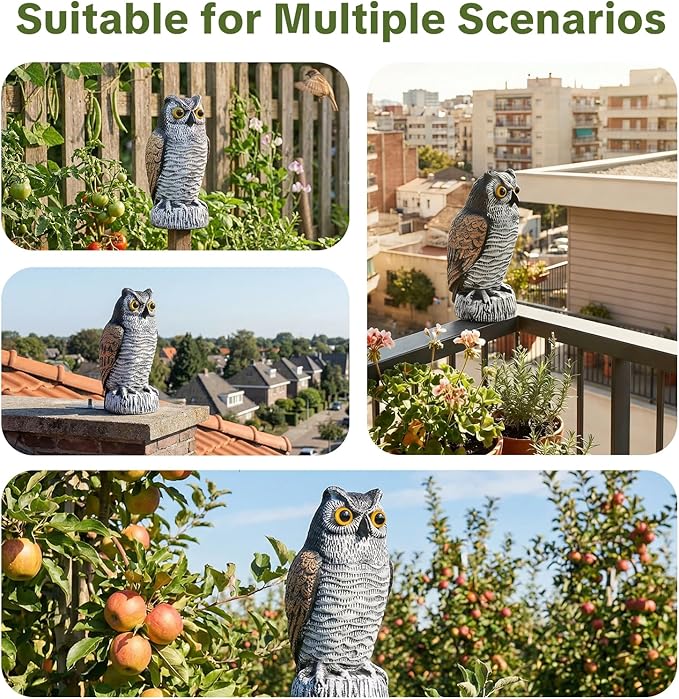 OFFO 3 Pack Fake Owl, Owl Statue for Garden and Yard Decoration, Weatherproof Plastic Outdoor Owl Decor for Porch Pool Patio Yard, 8-Inch Height, Round + Long + Short Ear Owl