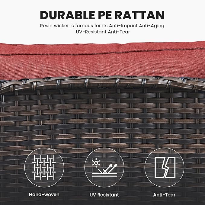 Belord Outdoor Wicker Furniture 5 Pieces Patio Furniture Sofa Set Patio Wicker Chairs with Ottomans Conversation Set for Porch Garden Deck Balcony Poolside