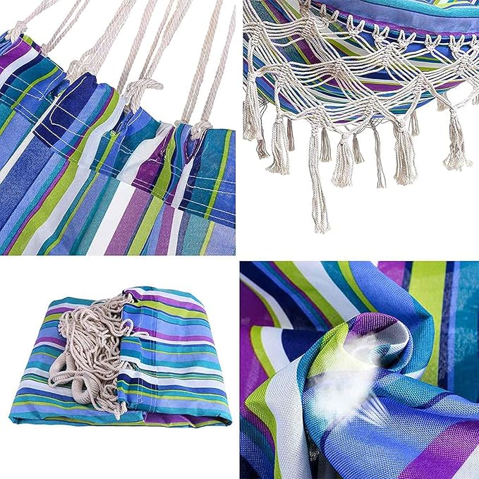 Camping Hammock Bed Camping Swing Chair Portable Outdoor Hammock Color Stripes Cotton Fabrics with Carrying Bag for Outdoors Gardens Travel Hammock Swing (Color : Orange)