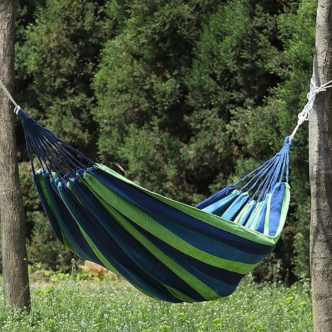 Single Double Hammock, Convenient to Use Comfortable Feeling Camping Hammock for Camping for Outdoor (Blue)