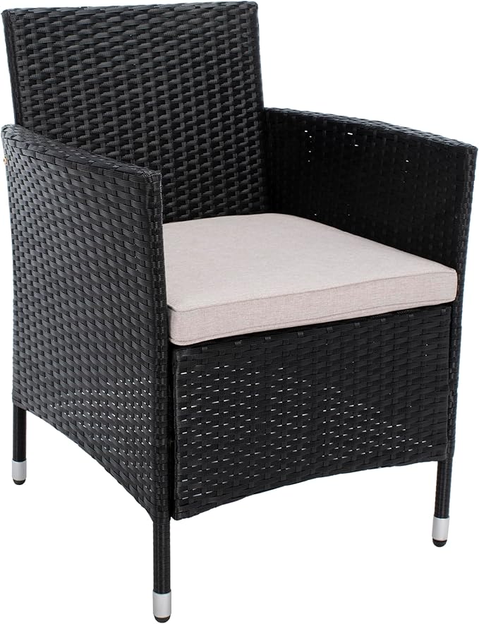 SAFAVIEH Outdoor Collection Bandele Black/Light Grey Cushion 4-Piece Conversation Patio Set