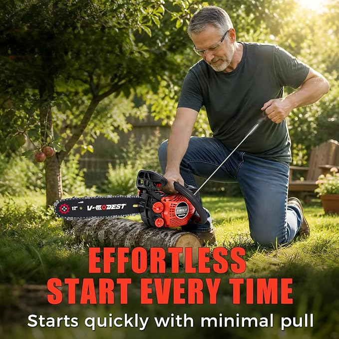 Top Handle Chainsaw, Gas Chainsaw 12 inch, 25cc 2-Stroke Climbing Saw, Gas Powered Small Chain Saw Lightweight 5.5 lbs for Tree Work, Wood Cutting & Pruning, Easy Control
