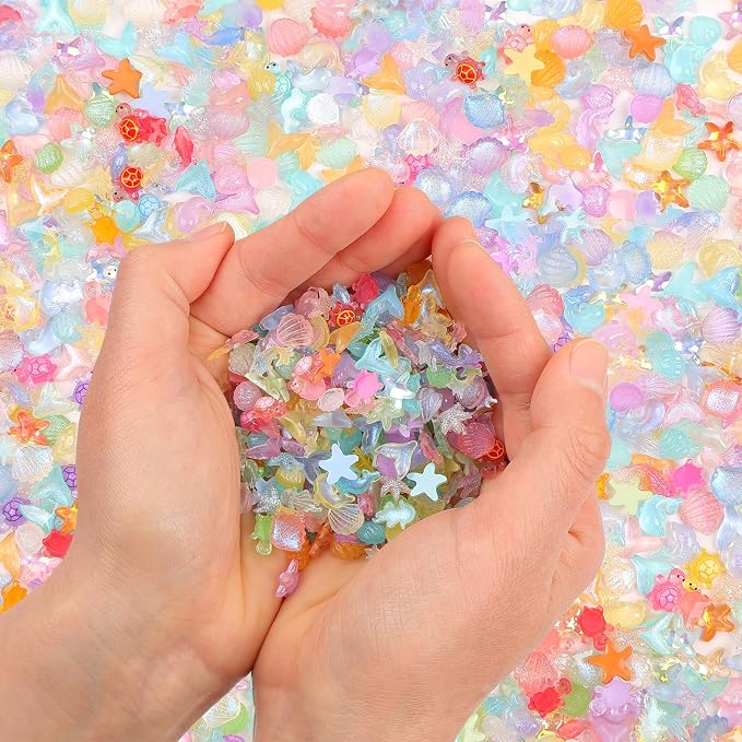 400PCS Luminous Ocean Mini Resin Sea Animals for DIY Crafts Dollhouse Miniatures Mini Animals Plastic Sea Creature Marine Life Bulk for Fairy Garden Micro Landscaping Aquarium Fish Tank Decoration
