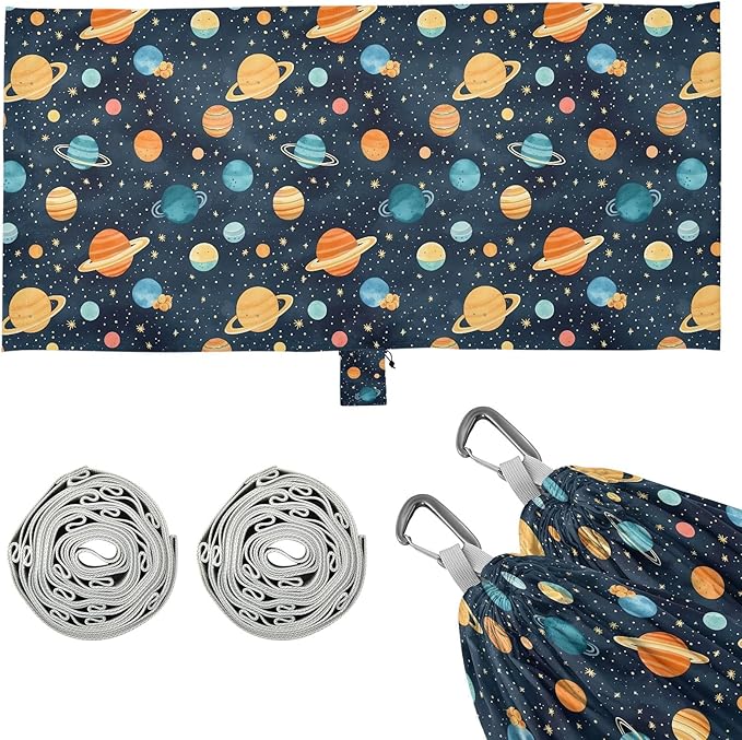 Camping Hammock Outdoor Hammocks for Outside Space Planet Cute Navy Beach Trees Portable Lightweight with Pockets Tree Straps Indoor