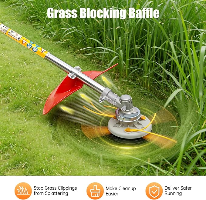 Bepritm 35.88CC Gas Weed Wacker, 4-Stroke String Trimmer/Edger with Dual Blade Head System & Shoulder Strap & Cordless Design, Powerful Brush Cutter for Garden/Yard/Urban Greening (35.88CC)