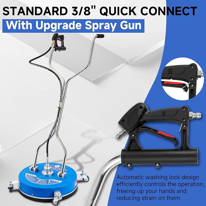 RIDGE WASHER 20’’ Pressure Washer Surface Cleaner, 4500 PSI Surface Cleaner with Dual Handle, Power Washer Surface Cleaner Attachment with Wheels for Cleaning Driveways, Sidewalks, Patios