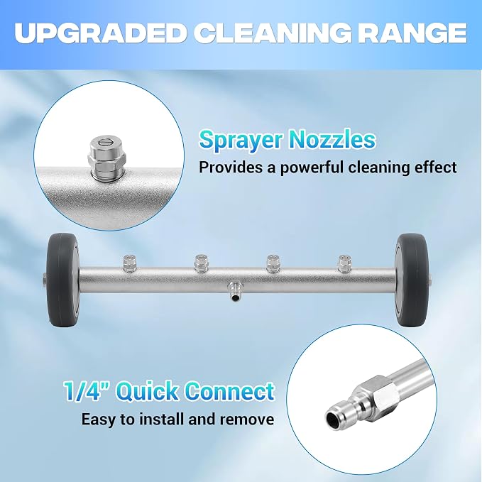 M MINGLE Undercarriage Pressure Washer Attachment, 16 Inch Powerful Under Car Washer with Car Wash Mitt, Low-Clearance Vehicle Compatible, 4000 PSI