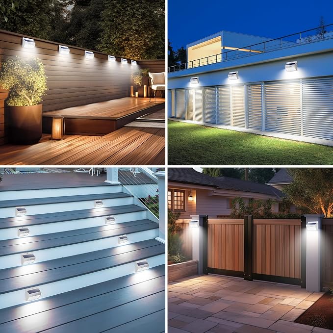 16 Packs Solar Outdoor Lights Motion Sensor Solar Security Lights Waterproof with 3 Lighting Modes Solar Powered Wall Lights Outside for Garden Fence Yard Deck, White