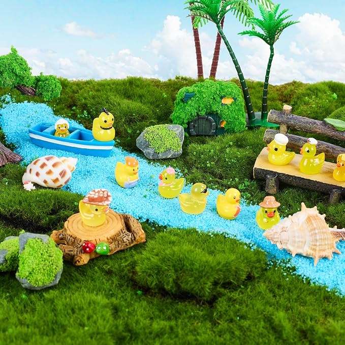 60 Pcs Mini Resin Ducks, Tiny Ducks to Hide, Little Plastic Animal Figurines Small Miniature Figures Bulk Glow in The Dark (Mini Resin Ducks)
