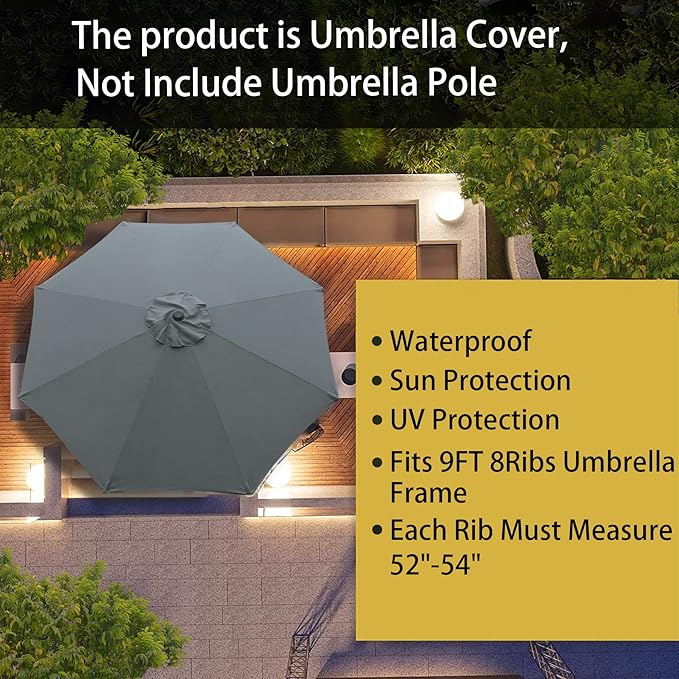 Goodgoods 9ft Patio Umbrella Replacement Canopy Market Umbrella Top Outdoor Umbrella Canopy (2pcs/package)