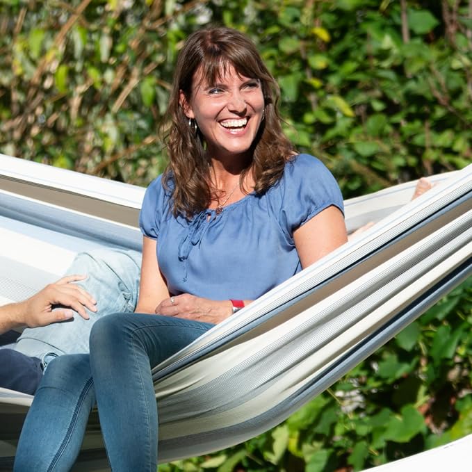 LA SIESTA® Brisa Kingsize Outdoor Hammock — Colombian-Made Polypropylene, UV & Weather Resistant, for Backyard & Patio - Sea Salt