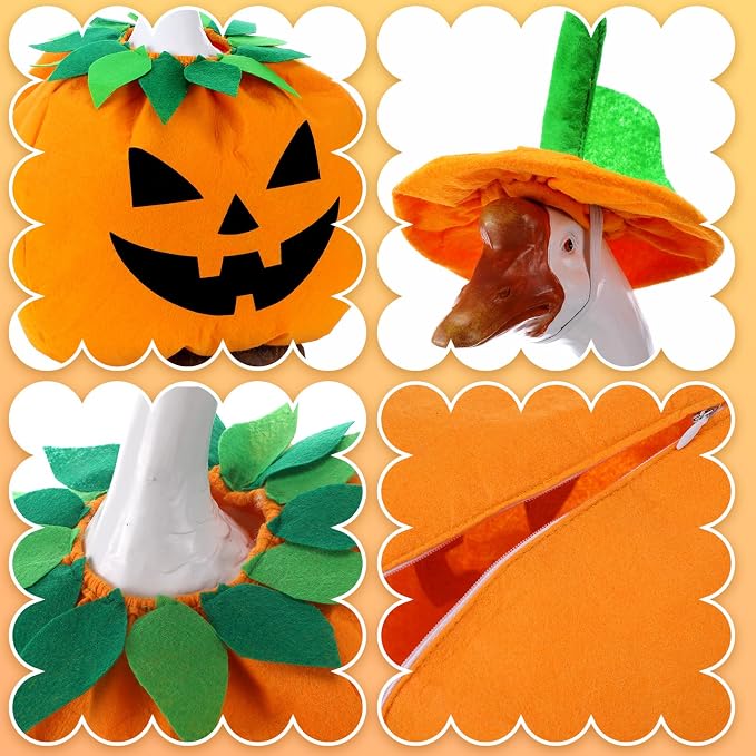 Halloween Pumpkin Goose Outfit Porch Fall Thanksgiving Summer Halloween Goose Clothes Yard Silly Lawn Duck Shirt for Autumn Party Cement Plastic Duck 23'' Porch Style