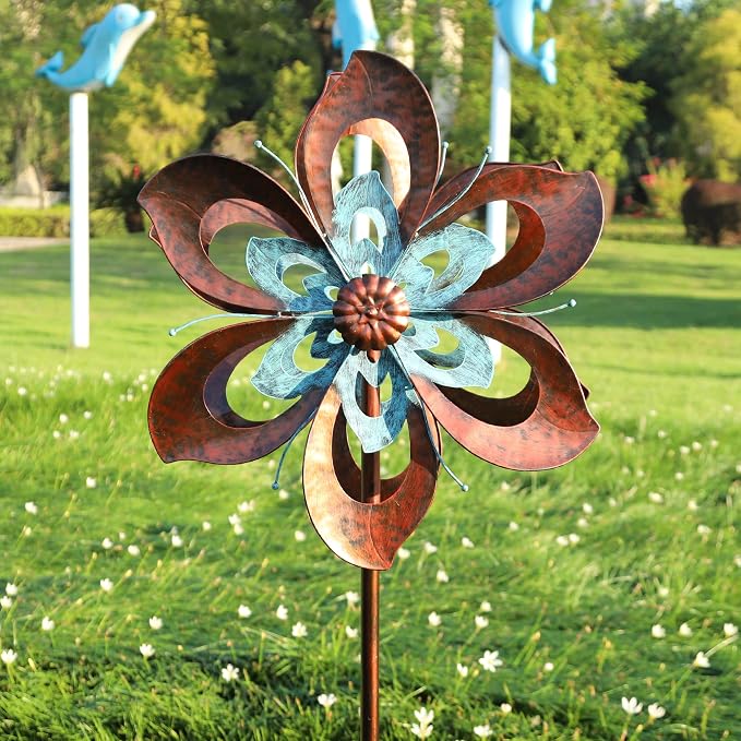 Pure Echo Garden Wind Spinner, 84"H Large Metal Wind Spinners Outdoor Decor | Windmill for Yard Kinetic Art Ornament Wind Sculpture with Stake, Spin Smoothly Easy Assembly, Classic Gift Choice for Family