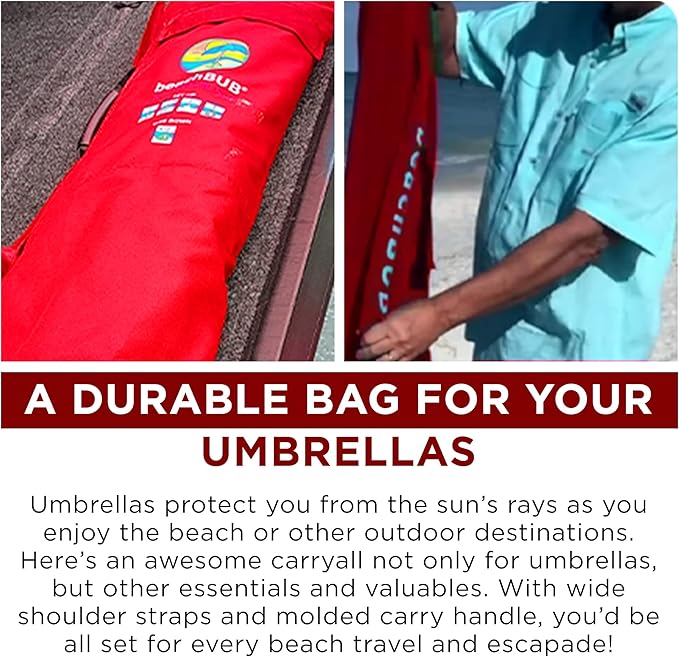 BEACHBUB Beach Umbrella Bag - Waterproof & Foldable Beach Bag for Umbrellas with Wide Padded Shoulder Strap & Molded Carry Handle