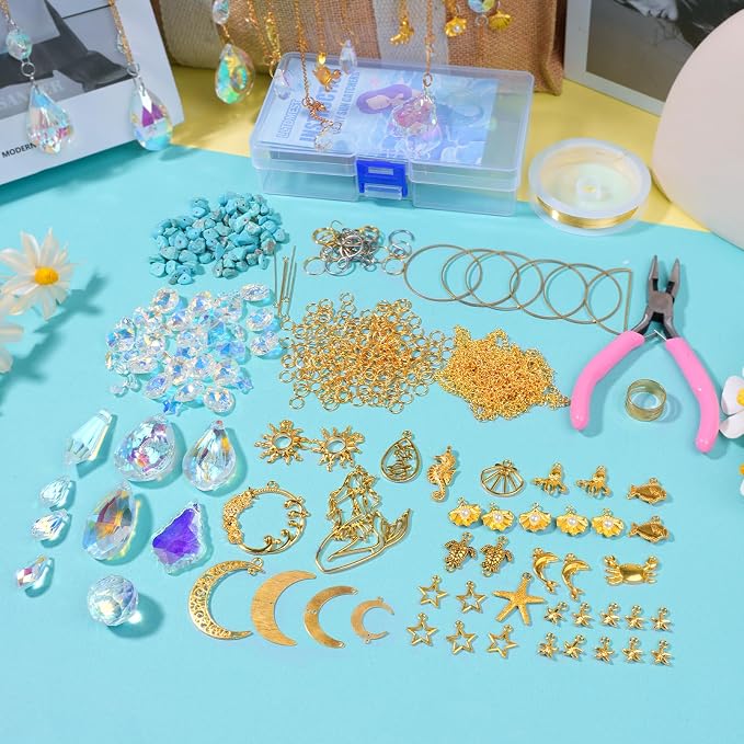 WASTROYAL 420pcs DIY Suncatcher Kit Crystal Prism for Adults Hanging Decor | Crystal Suncatcher Kit, DIY Crystal Hanging Prisms for Window/Garden, Rainbow Maker, Craft Gift for Adults with Tutorial