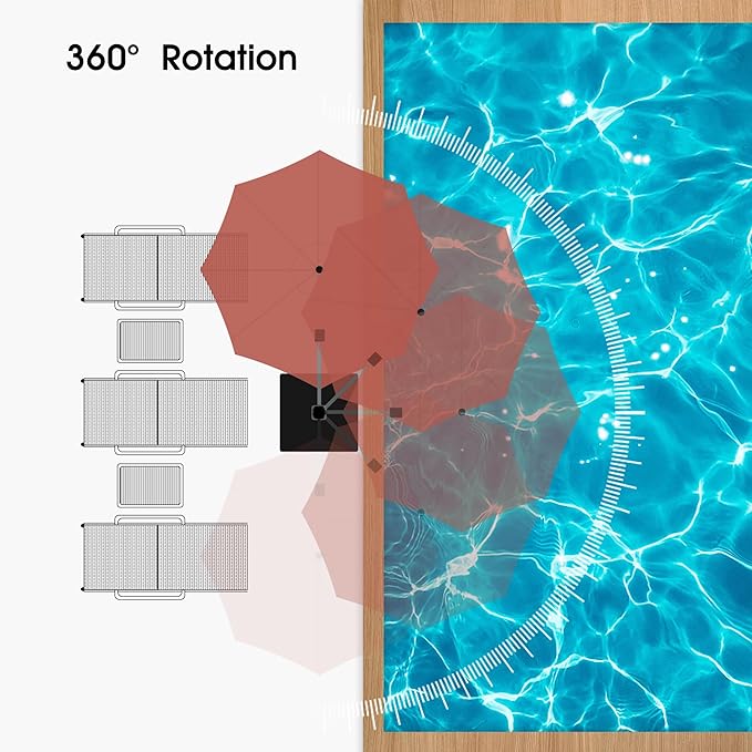 PURPLE LEAF 11 FT Cantilever Patio Umbrellas with Base Included, Large Round Offset Umbrella with 360° Rotation, Outdoor Aluminum Pool Umbrella for Pool Lawn Garden, Brick Red