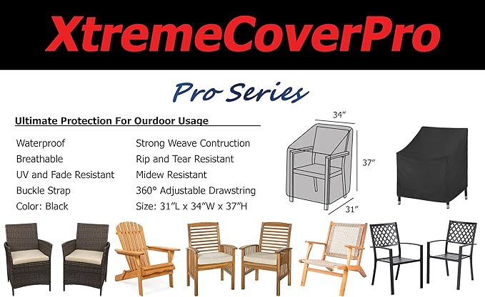 UV-Proof Waterproof Furniture Patio Cover 31L x 34W x 37H Breathable dust Proof Sofa Table Chair Storage bar high Chair Color Black sectional armless 31 inches 34 inches 37 inches