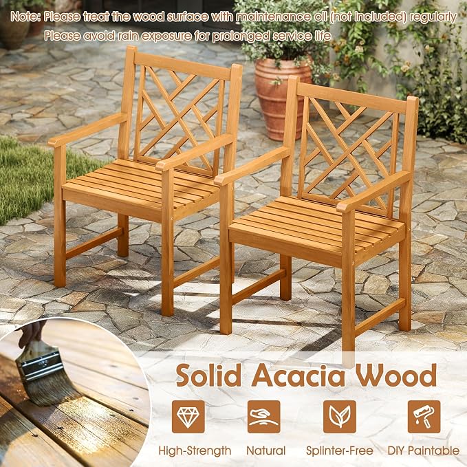 Tangkula 9 Pieces Patio Dining Table Set, Wood Rectangular Dining Table with 1.96” Umbrella Hole and 8 Chairs, Outdoor Dinner Furniture for Garden, Deck, Backyard