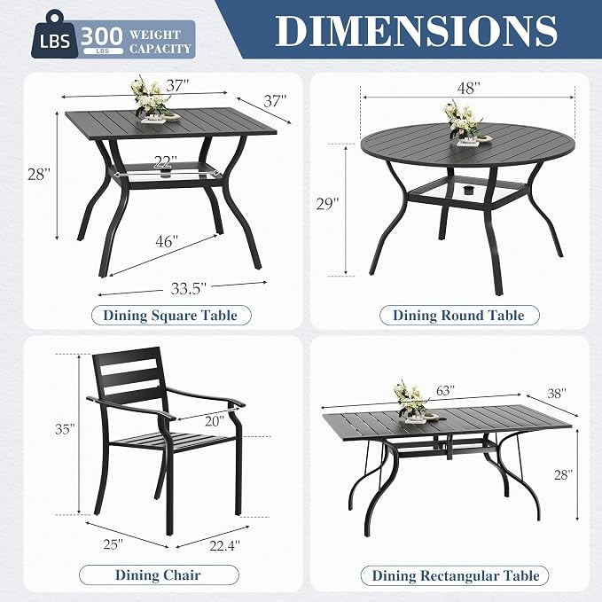 HOMREST Black Stationary Cast Aluminum Outdoor Dining Chair, 6 Piece Patio Chairs, Set of 6 Garden Chairs with Armrest & Backrest for Garden Patio Pool Beach Yard, Black