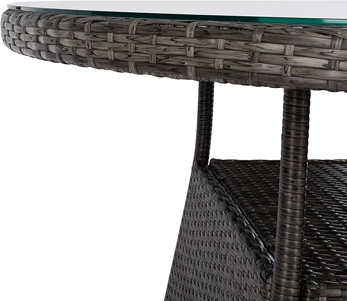 SAFAVIEH Outdoor Collection Challe Grey Brown/White Dining Set PAT7702C-3BX