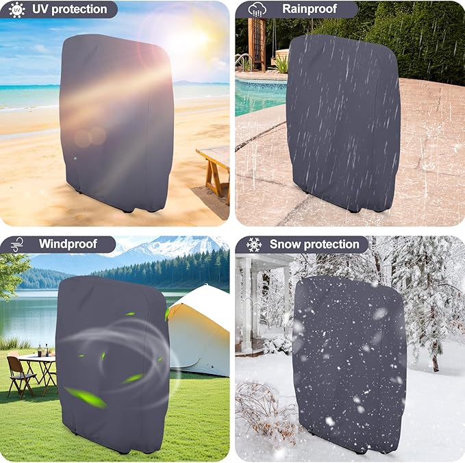 Uranshin Outdoor Folding Chair Covers 2PCS, Zero Gravity Chair Cover 28" W x 13" D x 43" H, Waterproof 210D Oxford Funiture Cover with Storage Bag, Patio Chair Cover for All Weather (Dark Grey)