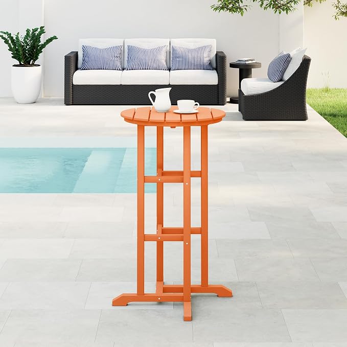 WestinTrends Malibu 42" Counter Height Round Outdoor Patio Bistro Bar Table, Orange