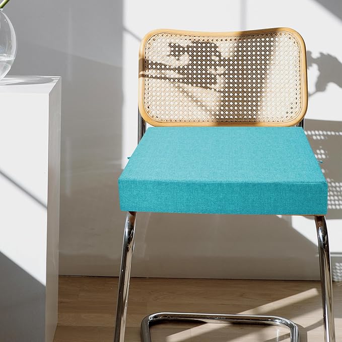 FUNHOME 2 Pack Outdoor Cushion Slipcovers 24" x 22" x 4", No Insert! Water-Resistant Patio Chair Seat Cushion Covers with Zipper and Tie, Replacement Cover Only(Aqua Blue)