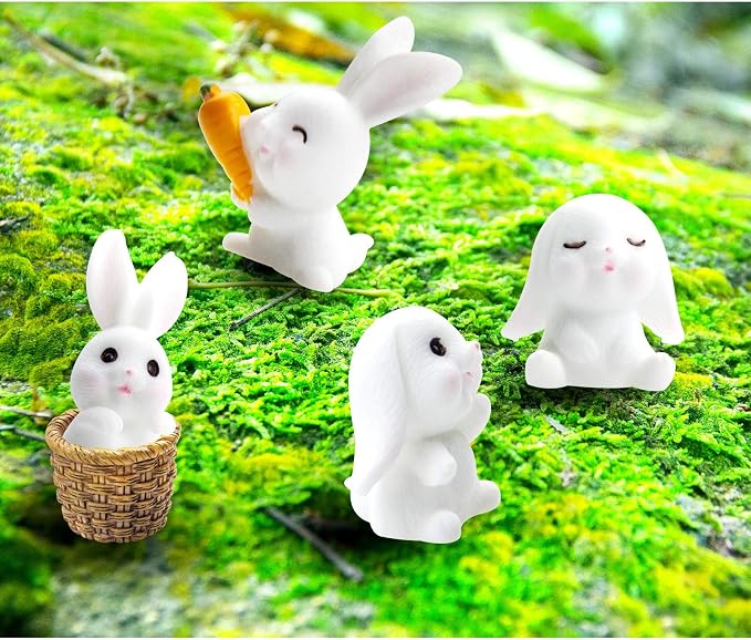 Easter Decoration Rabbit Miniature Fairy Garden Decoration Accessories Sculptures Statues,Yard Garden Decor for Outside Gnomes Outdoor Decor for Patio Zen