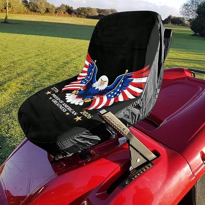 Industrial Vehicle Seat Cushion Covers with Eagle Waterproof Seat Cover for Excavator Riding Lawn Mower Car Cover 250th Anniversary Riding Mowers Accessories