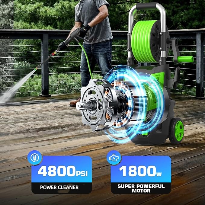 Presssure Washer 4800 PSI, Power Wahser Powered with 33ft Pressure Hose, 4 Nozzles and Foam Cannon, Powerwahser for Home/Cars/Fences, Grass