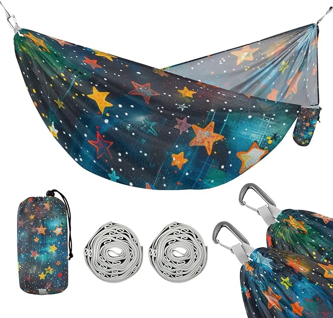 Colored Star 330lb Capacity Outdoor Hammocks with Tree Straps Hanging Hammock for Outside Patio Garden amacas para patios con Base de adultos