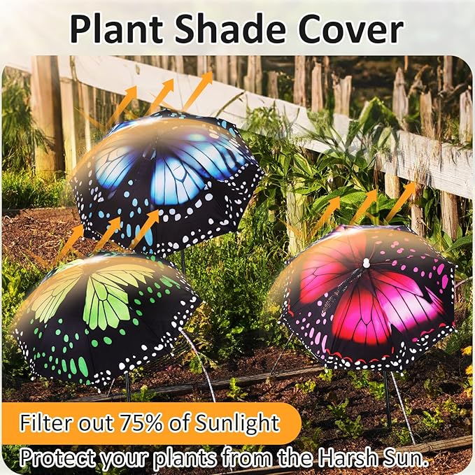 Plant Umbrellas for Outdoor Plants, Large Garden Plant Umbrella Shade Upgraded Adjustable Angle Height for Potted Plants Garden Beds