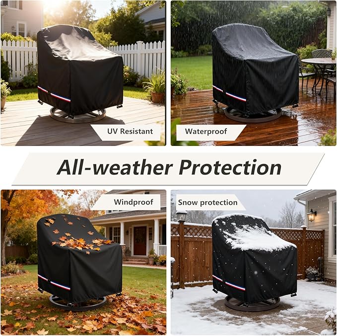 Patio Chair Covers Waterproof Swivel Outdoor Chair Cover, 30W x 34D x 36H Inches Patio Furniture Covers 2 Pack (Black)