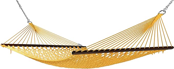 Caribbean Rope Hammock - 55 Inch - Soft-Spun Polyester (Yellow)