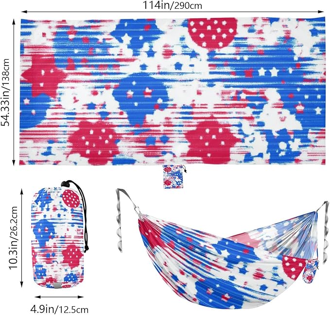 4th of July Independence Day Red White Blue 330lb Capacity Outdoor Hammocks Cloth Hammock for Outside Camping Essentials hamaca para adultos