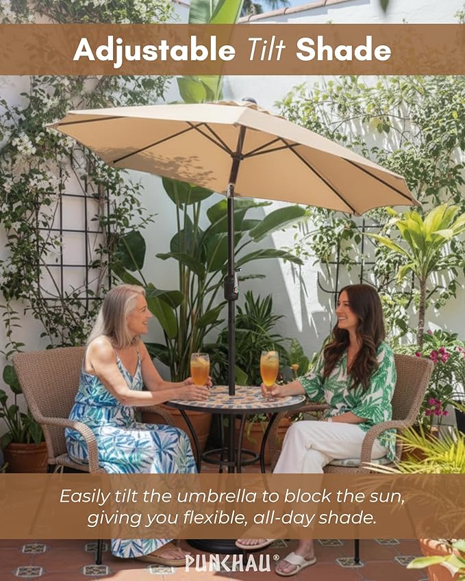 6 Ft Outdoor Patio Umbrella, Easy Open/Close Crank and Push Button Tilt Adjustment, 6 Foot, Small Patio Sand Market Umbrellas for Outdoor