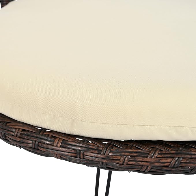 Montary 3 - Piece Outdoor Leisure Set,2 Stylish Hand - Woven Rattan Single Chairs & a Sturdy Tempered Glass Round Table - Ideal for Relaxing on Balconies and Courtyards,Brown & Beige