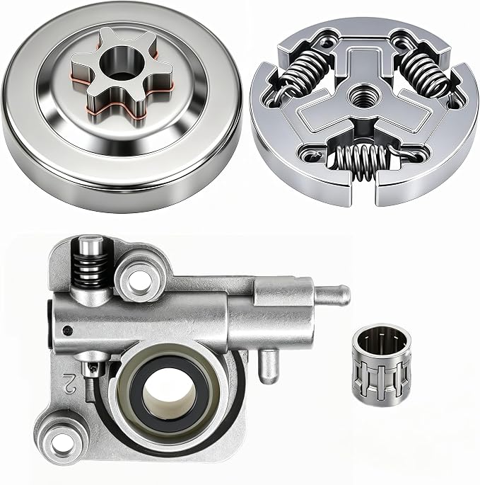 3/8"-6T CS-400 Sprocket Clutch Drum Kit with P021001980 Oil Pump for Echo CS-370 CS-370F CS-400 CS-400F Chain Saw Parts, CS-370 CS-400 Chainsaw Sprocket & CS-400 Auto Oiler Assembly for A556000401