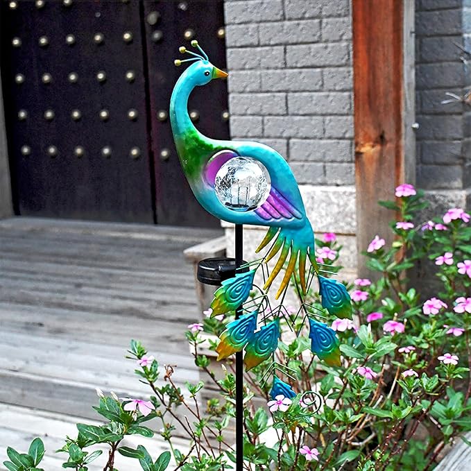 Solar Garden Decorative Lights, Garden Decor Solar Lights Peacock Lawn Light, for Yard Outdoor Decorations Ground Inserted Waterproof Yard Lamp LED (Blue)