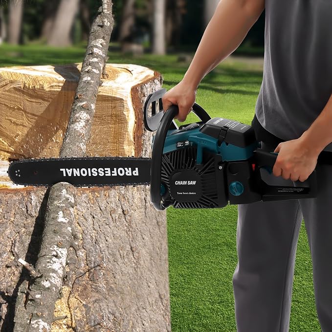 Gas Powered Chainsaw, 2-Cycle Petrol Handheld Cordless Chain Saw Portable Garden Trimming Tools for Outdoor Courtyard Household Forest Tree Wood Cutting (20" 58CC 2.3KW)
