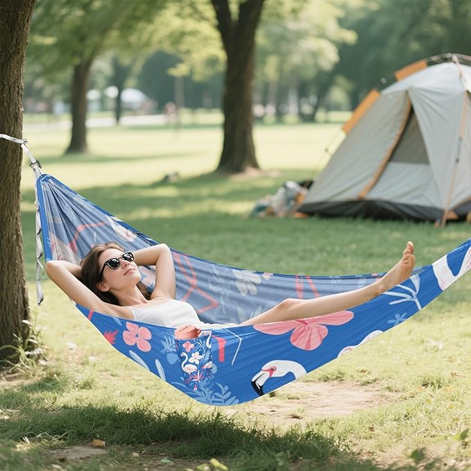 Pink Flamingos Blue Flowers 330lb Capacity Outdoor Hammocks Backyard Hammock for Outside Beach Patio Garden accesorios para Camping