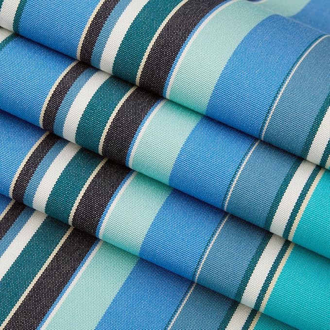 RSH DECOR Indoor Outdoor Sunbrella Set of 4 Square Pillows (24" x 24", Dolce Oasis & Canvas Navy) - Made in USA