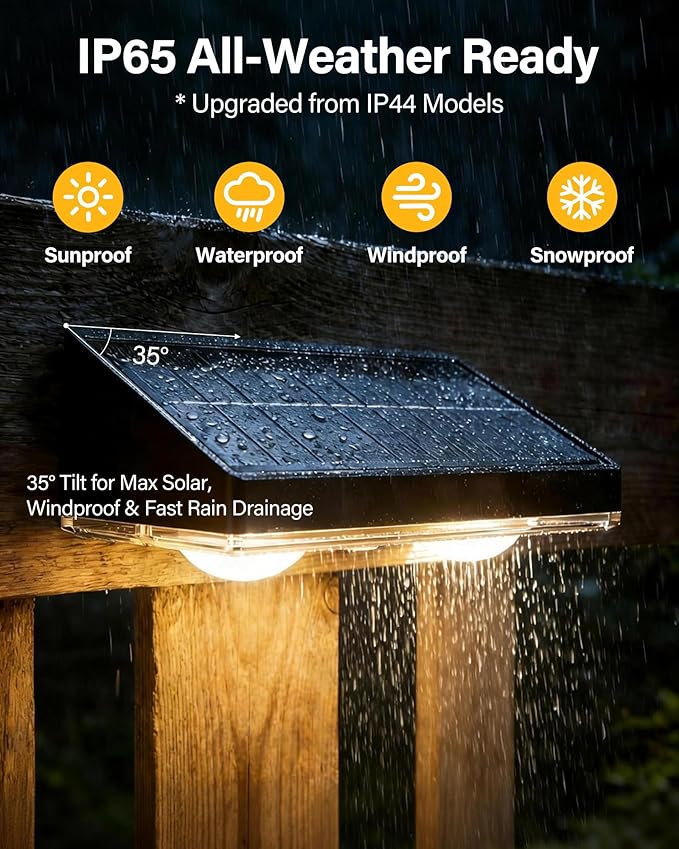 Solar Fence Lights Outdoor, 2 Pack Ultra-Bright 85LM Fence Lights Solar Powered, 9 RGB Color Modes, IP65 Waterproof, 12H Dusk to Dawn Glow for Pool/Deck/Patio/Wall/Backyard - Black