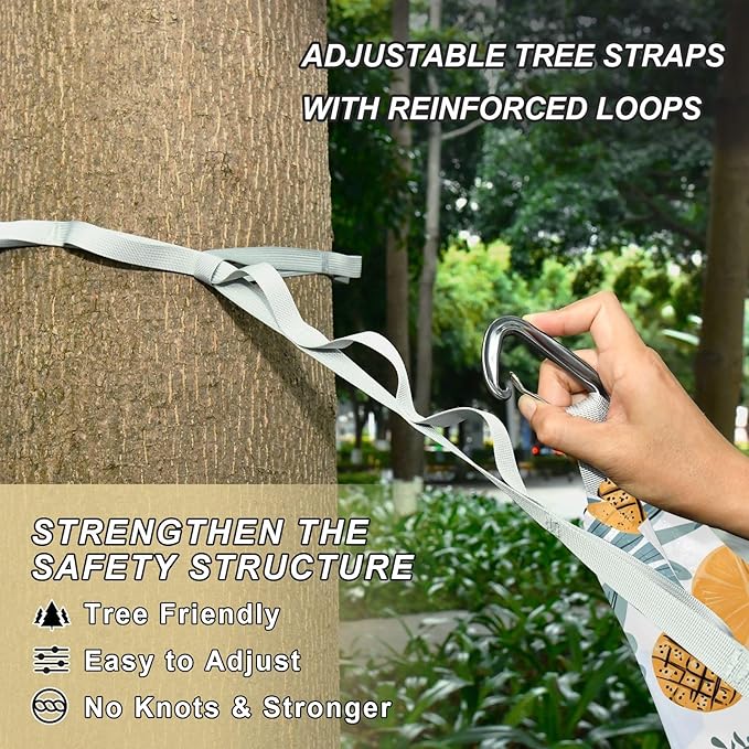 Camping Hammock Outdoor Hammocks for Outside Pineapple Leaves Beach Trees Portable Lightweight with Pockets Tree Straps Indoor