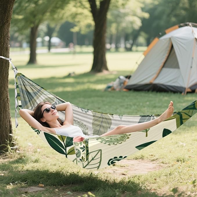 Leaf and Paisley Hammocks for Camping with Portabl Carry Bag Portable Hammock Indoor Outdoor Patio