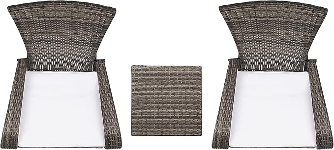 SAFAVIEH Outdoor Collection Edna Grey Brown/White Cushion 3-Piece Lounge Set with Table (PAT7719C)