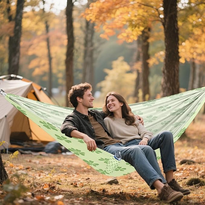Hammocks for Outside Shamrock Leaves Camping Hammock Portable Hammocks with Tree Straps and Carry Bag Camping Accessories for Hiking Beach Outdoor