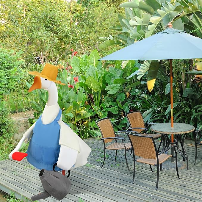 Gardener Goose Outfit - Cute Clothes for Lawn Decor, Porch Costume for 23" Cement Goose, Outdoor Garden Yard Patio Statue Art