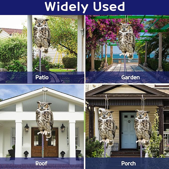 5PCS Plastic Owl to Scare Woodpecker for House Tree Fake Owl to Keep Pigeon Squirrel Away from Balcony Outdoor Flat Garden Owl with Reflective Tape for Yard Window Patio Porch