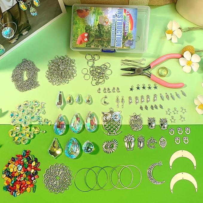 WASTROYAL 420pcs DIY Sun Catchers Making Kit for Adults Prism Hanging Decor | Crystal Suncatcher Kit, DIY Crystal Hanging Prisms for Window/Garden, Rainbow Maker, Art and Crafts for Adults with Tutorial